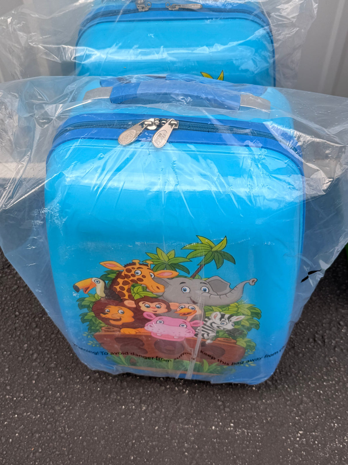 Children's Blue Animal Print Suitcase - Image 1