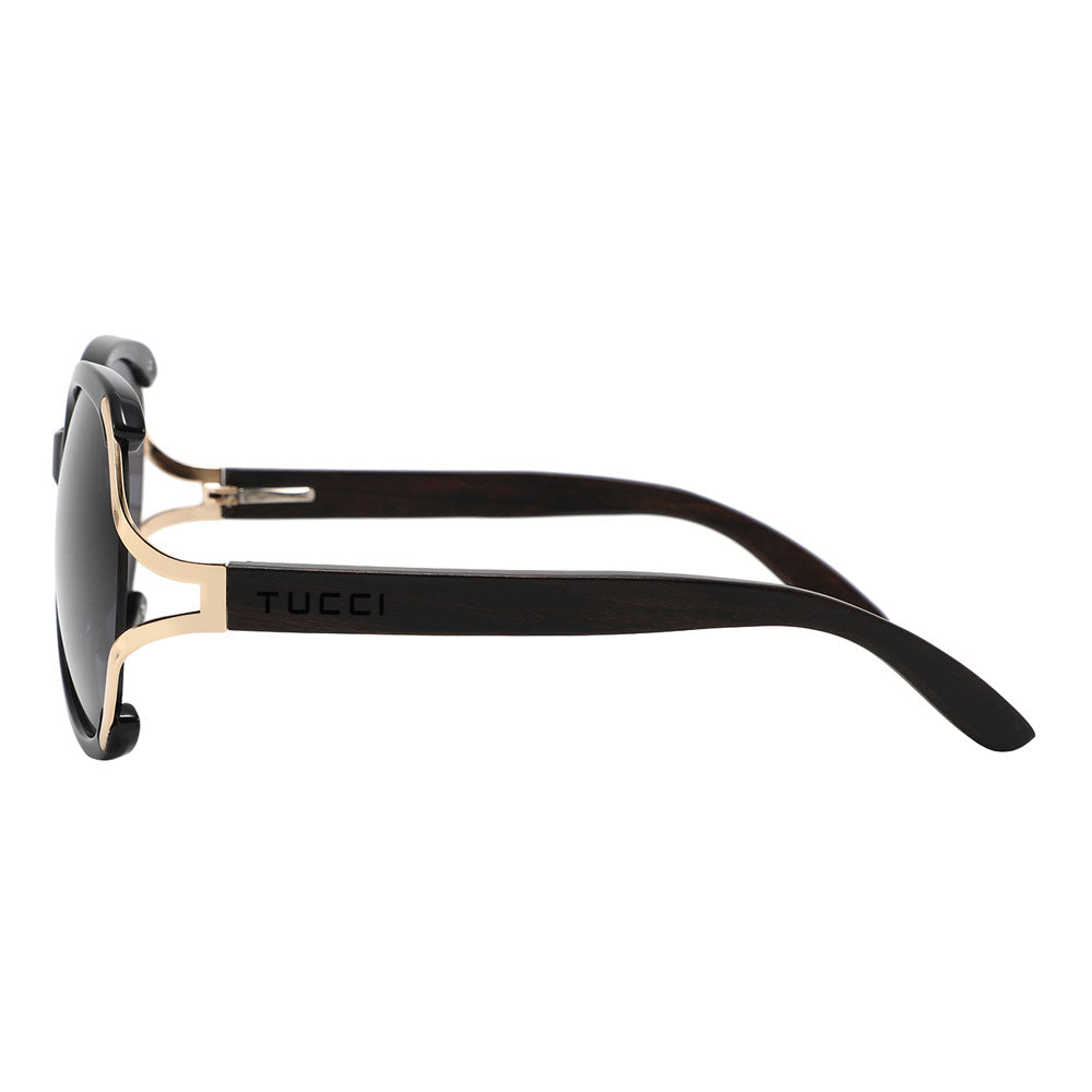 Eco Ebony Wood Sunglasses Round Shape Brown Frame - Image 3