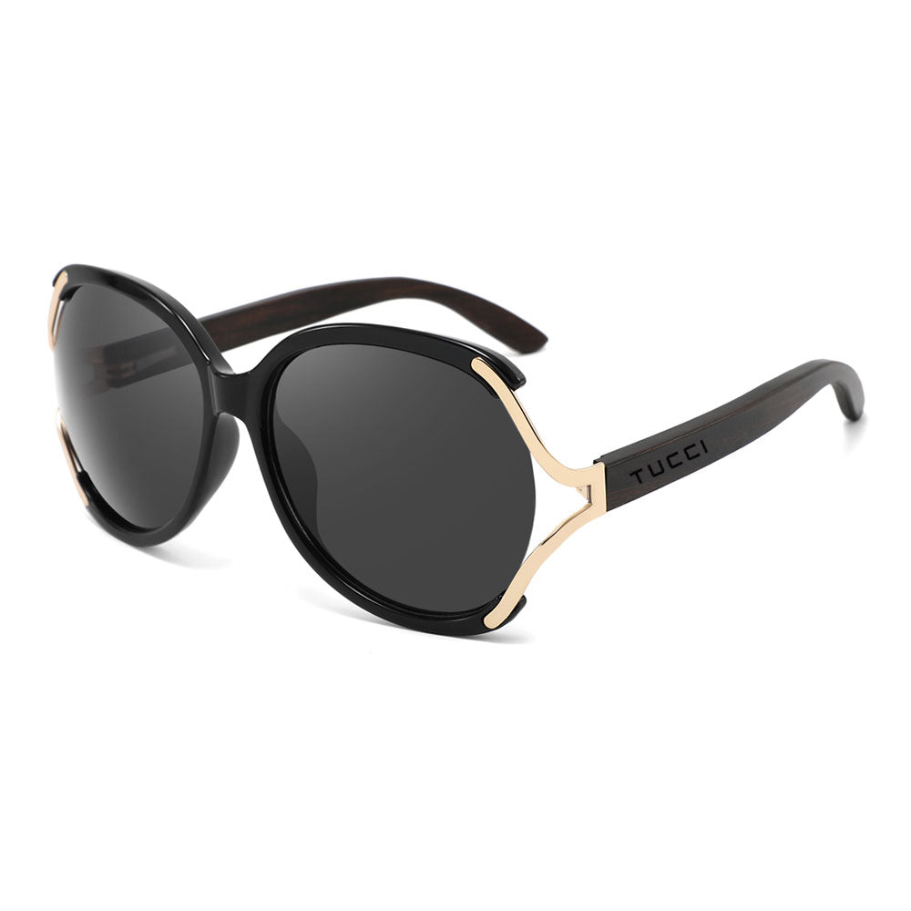Eco Ebony Wood Sunglasses Round Shape Brown Frame - Image 2