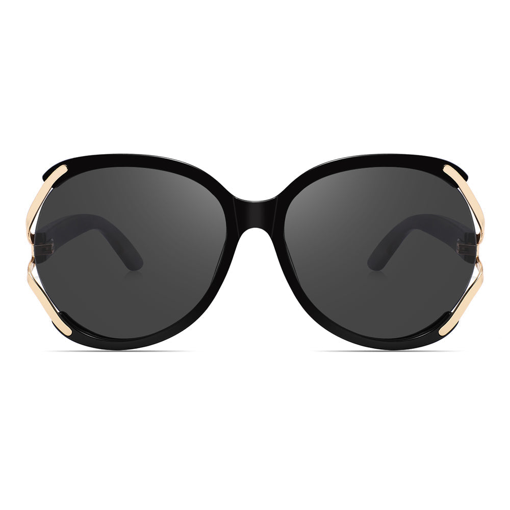Eco Ebony Wood Sunglasses Round Shape Brown Frame - Image 1