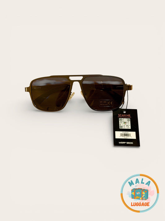 Tucci Maverick Sunglasses Brown Wood Temples Matte Gun Frame - Image 2