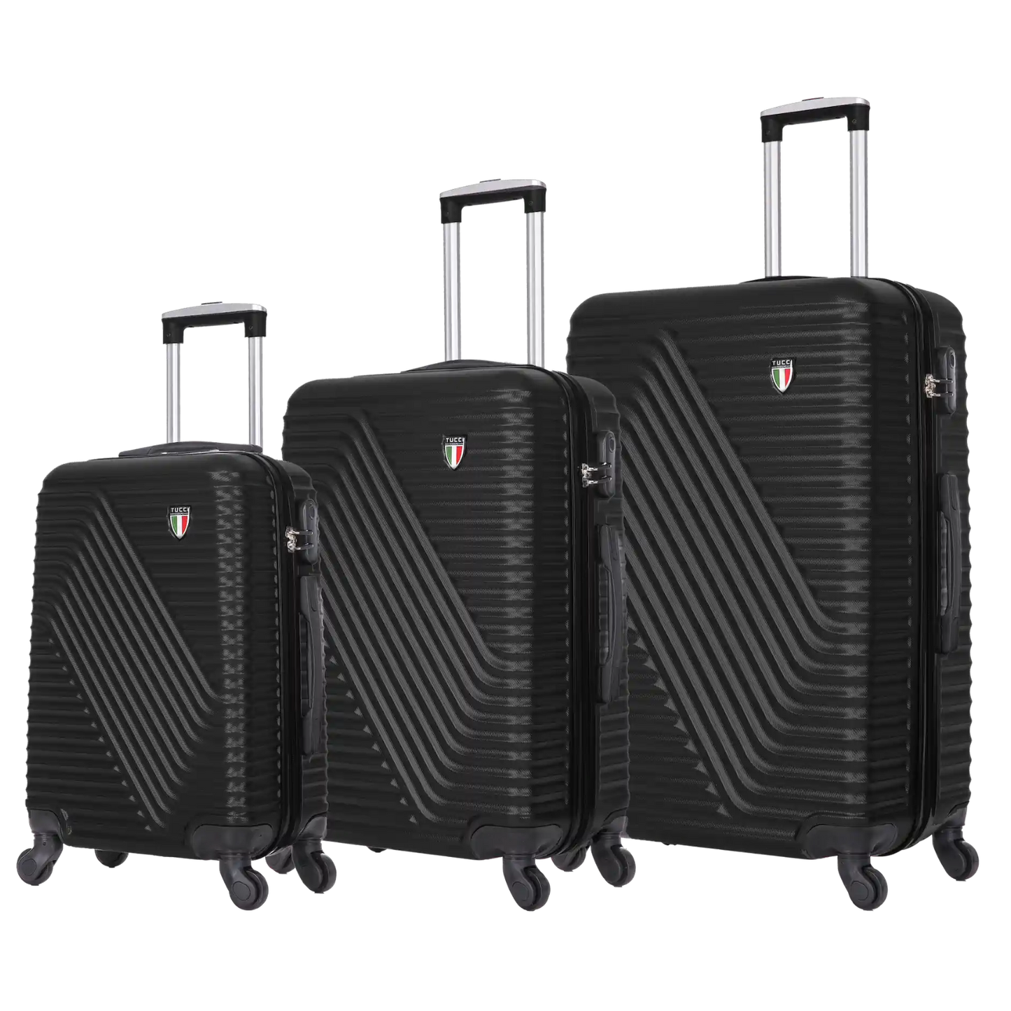 TUCCI Italy TRAVOLA 3-Pc Hardside Spinner Luggage Set (20/24/28") - Black