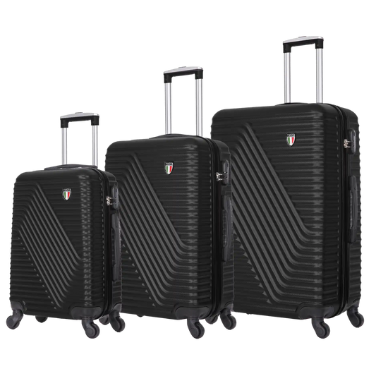 TUCCI Italy TRAVOLA 3-Pc Hardside Spinner Luggage Set (20/24/28") - Black