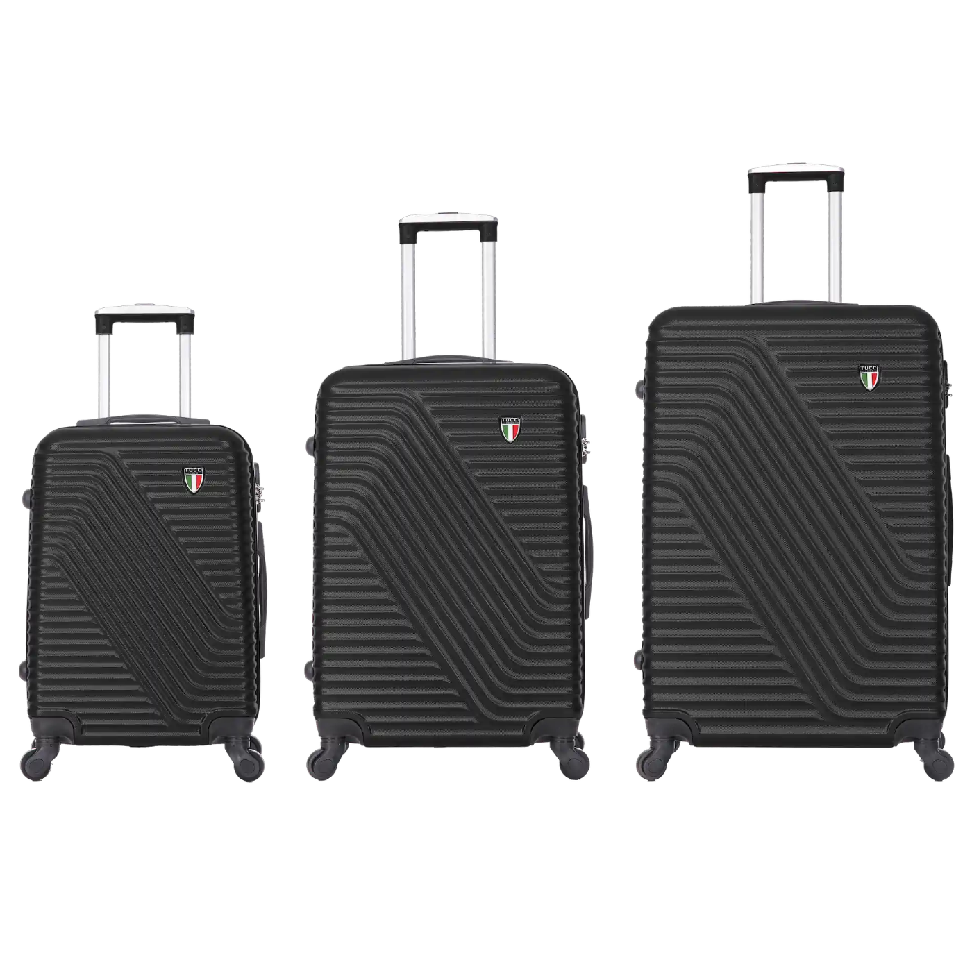 TUCCI Italy TRAVOLA 3-Pc Hardside Spinner Luggage Set (20/24/28") - Black