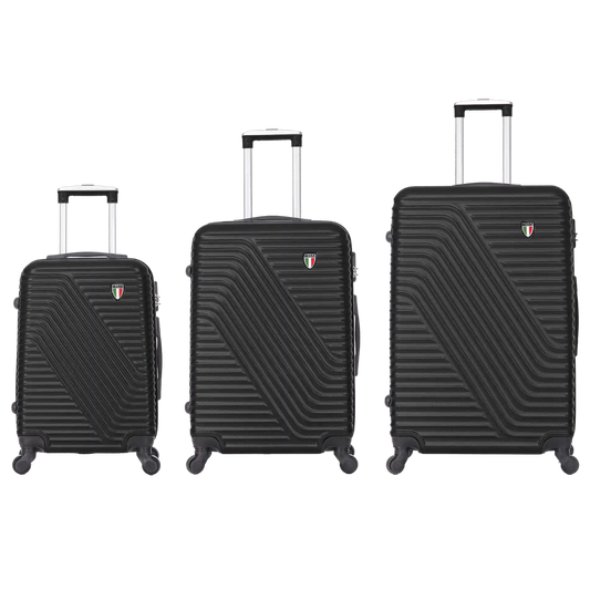 TUCCI Italy TRAVOLA 3-Pc Hardside Spinner Luggage Set (20/24/28") - Black