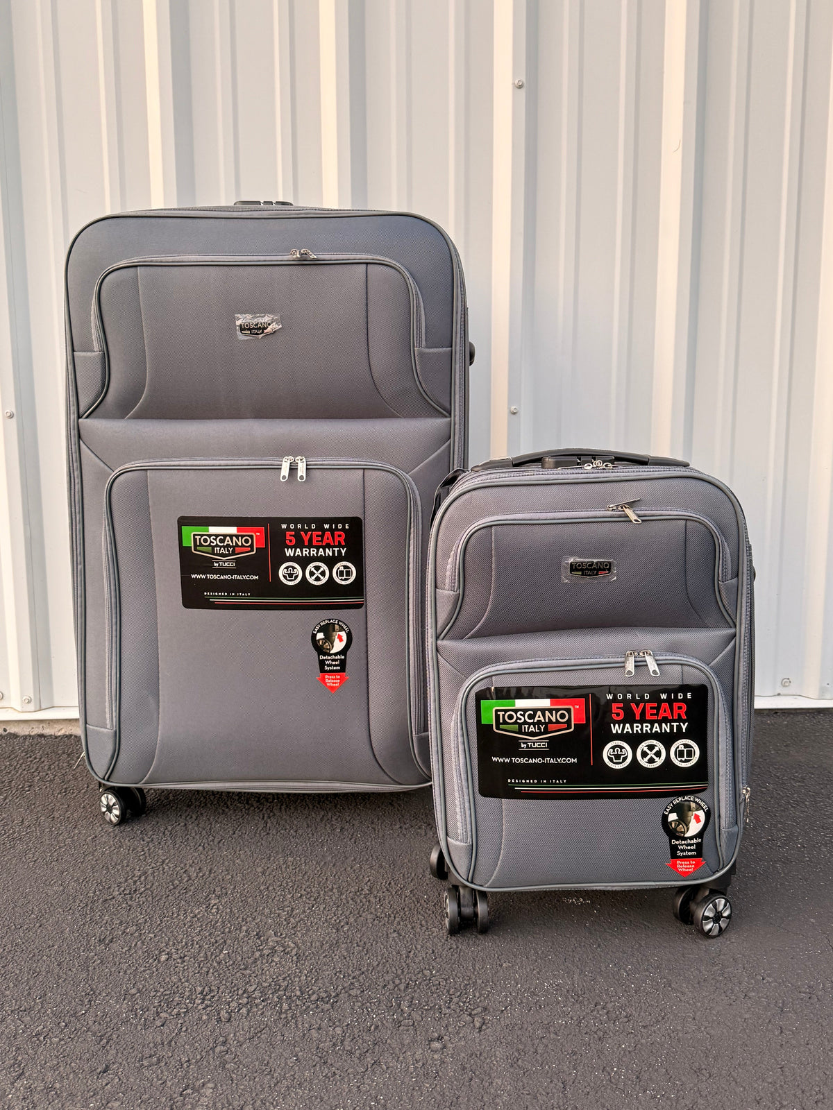 Toscano Gestore 2-Piece Soft-Side Luggage Set - Dark Grey - Image 2